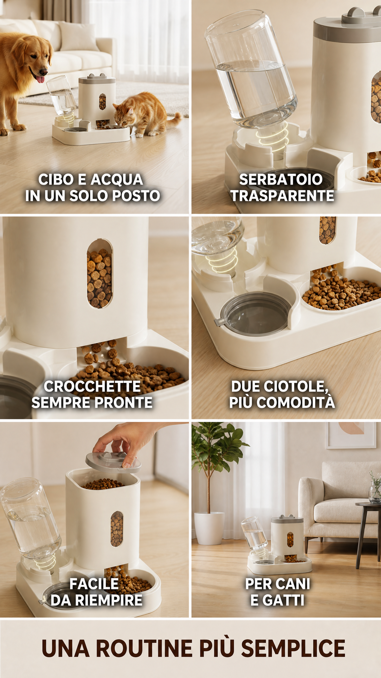 Dispenser Automatico 2-in-1 per Cani e Gatti