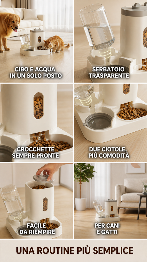 Dispenser Automatico 2-in-1 per Cani e Gatti